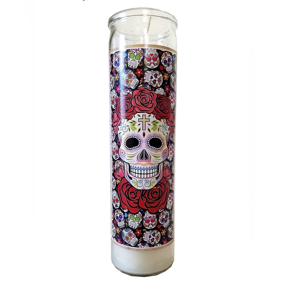 Colorful Sugar Skull Candle